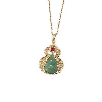 Lucky Bag Gourd • Emerald Jade Stone Necklace