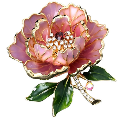 Gold-Embroidered Peony Brooch