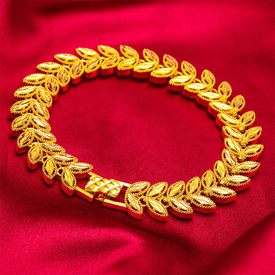 Leaf and wheat ear bracelet