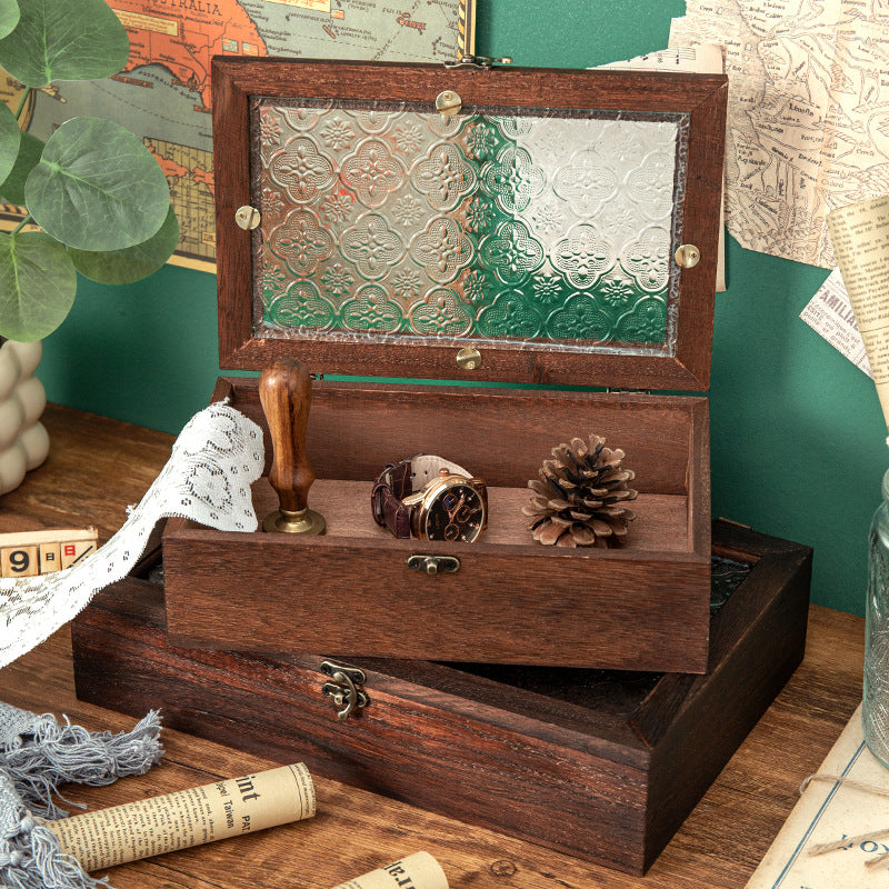 Begonia flower glass jewelry box