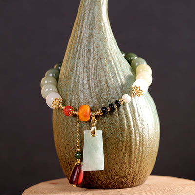 Agate Pendant Natural Emerald Jade Stone Simple Bracelet
