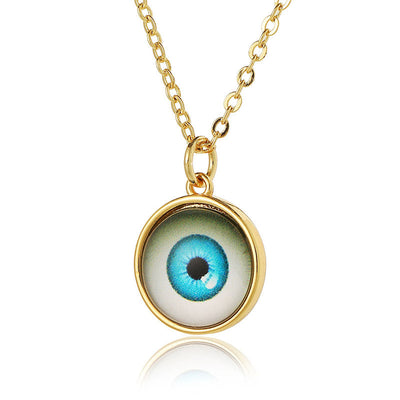 Round devil eye pendant necklace