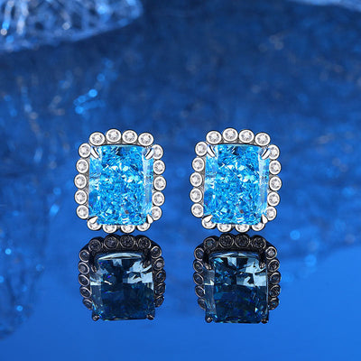 Sea Blue Natural Crystal Ring Necklace Earrings