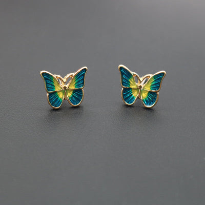 Oil painting style butterfly earrings