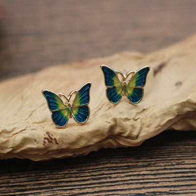 Oil painting style butterfly earrings