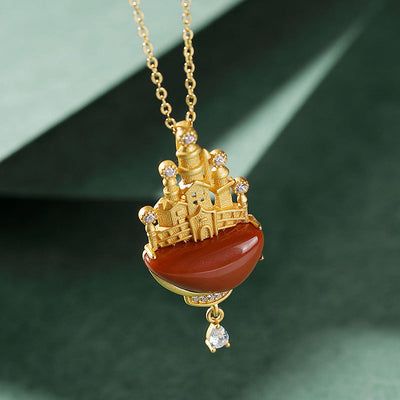 Castle•Red Onyx Pendant Necklace