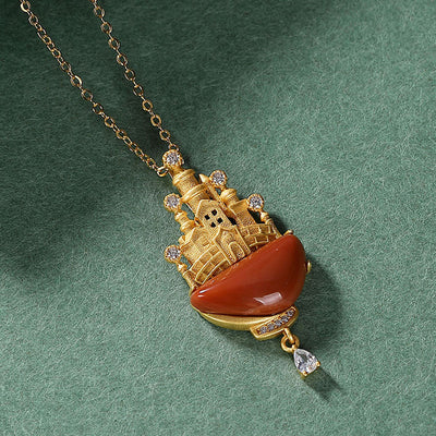 Castle•Red Onyx Pendant Necklace