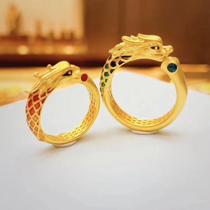 Dragon and Phoenix open ring