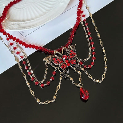 Butterfly Multilayer Natural Crystal Necklace
