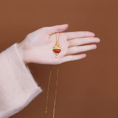 Castle•Red Onyx Pendant Necklace