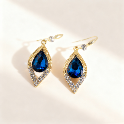 Teardrop Blue Sapphire Earrings