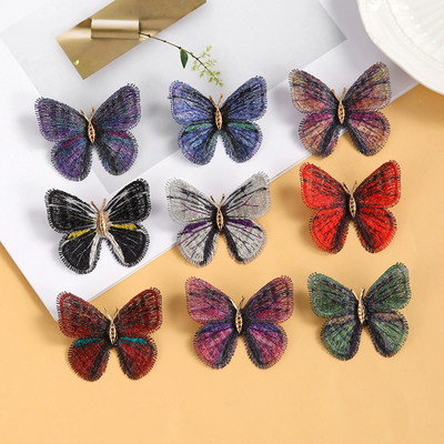 Gradient embroidered butterfly brooch
