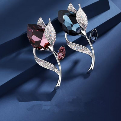 Full diamond tulip brooch