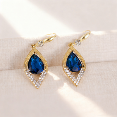 Teardrop Blue Sapphire Earrings
