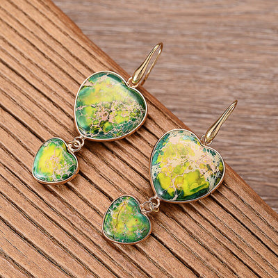 Double Heart Dangle Earrings
