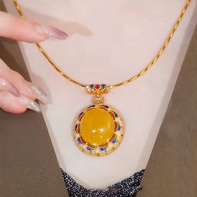 Water drop round natural agate necklace