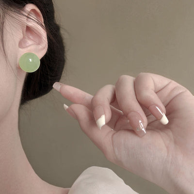 Clear Mint Green Round Earrings