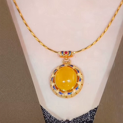 Water drop round natural agate necklace