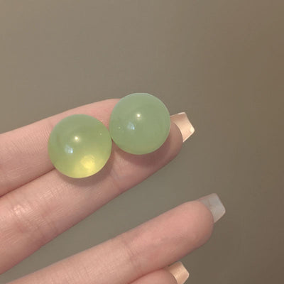 Clear Mint Green Round Earrings