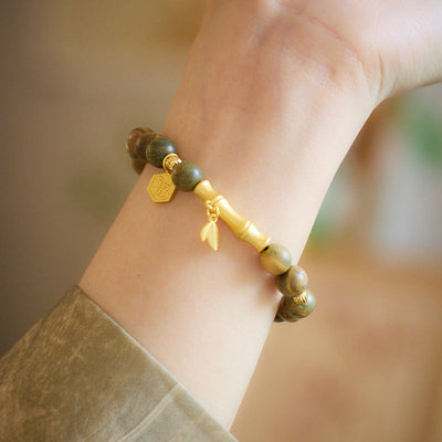 Bead Lucky Card Green Sandalwood Bracelet