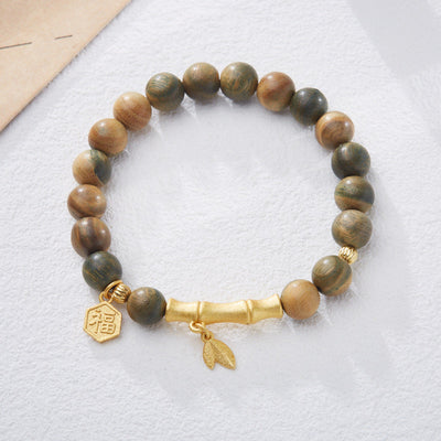 Bead Lucky Card Green Sandalwood Bracelet