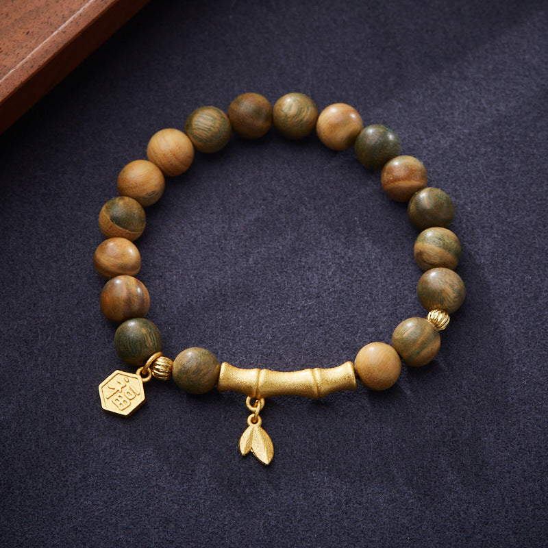 Bead Lucky Card Green Sandalwood Bracelet