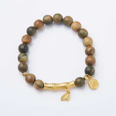 Bead Lucky Card Green Sandalwood Bracelet
