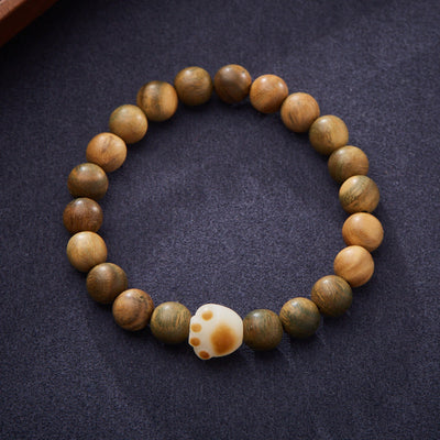 Cute Cat Claw Green Sandalwood Bracelet
