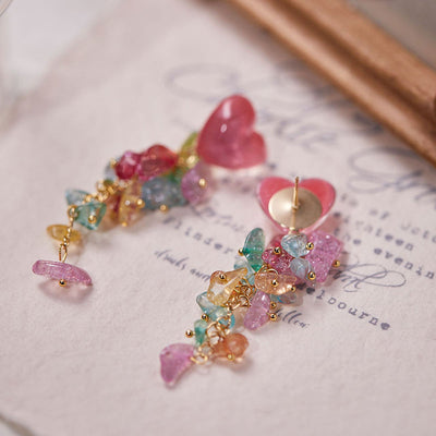Heart Long Tassel Natural Crystal Necklace
