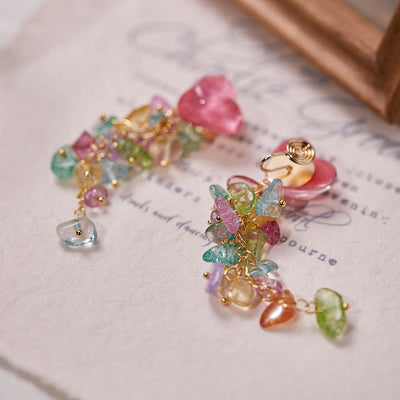 Heart Long Tassel Natural Crystal Necklace