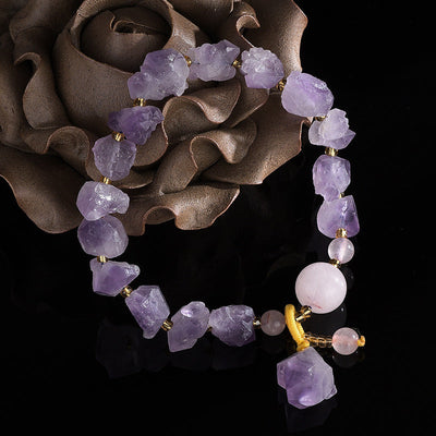 Natural amethyst rough stone bracelet