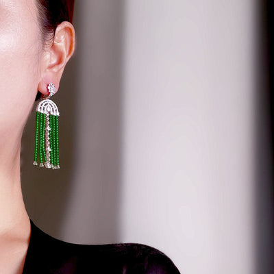 Small beads Natural Emerald Jade Stone earrings