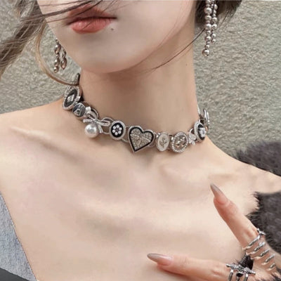 Button Heart Necklace