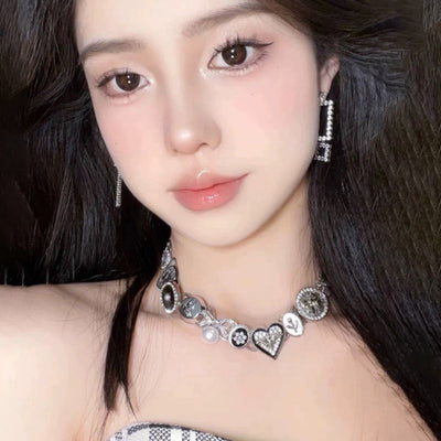 Button Heart Necklace