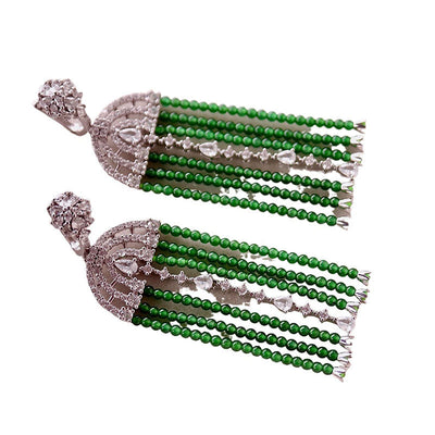 Small beads Natural Emerald Jade Stone earrings