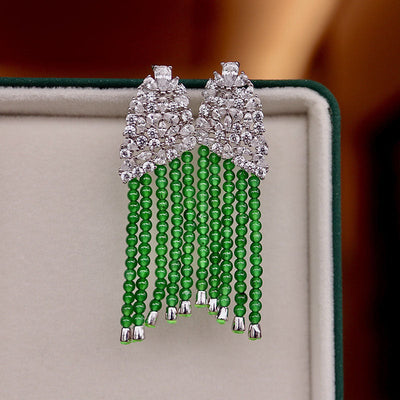Small beads Natural Emerald Jade Stone earrings