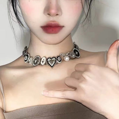 Button Heart Necklace