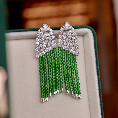 Small beads Natural Emerald Jade Stone earrings