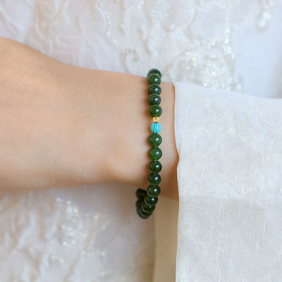Lucky pearl turquoise Natural Emerald Jade Stone bracelet