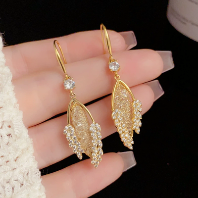 Zircon wheat ear earrings