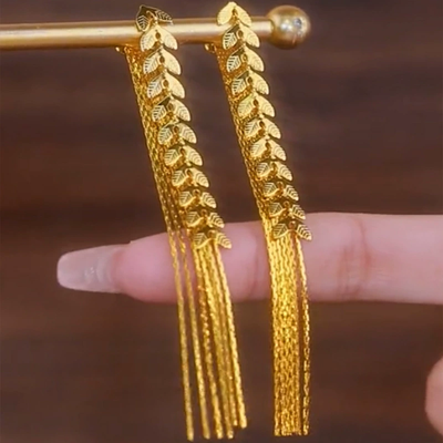 Wheat ear long tassel earrings