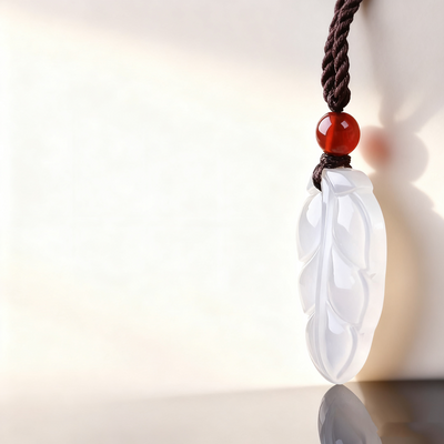 Leaf White Jade Pendant Necklace