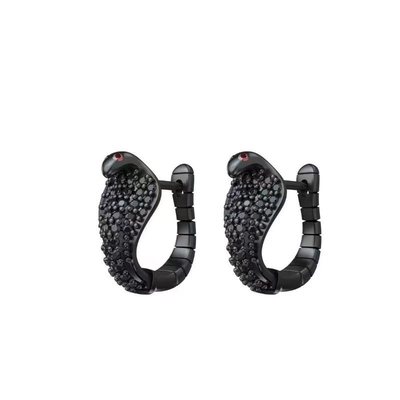 Green eye full diamond snake earrings