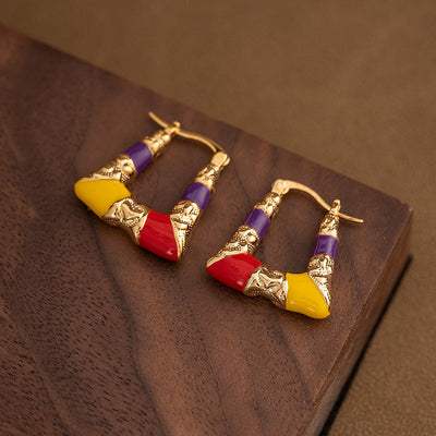 U-shaped colorful enamel earrings