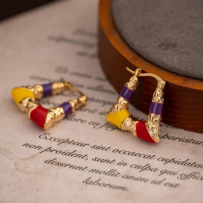 U-shaped colorful enamel earrings