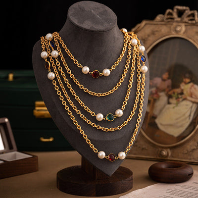 Multilayer Chain Natural Freshwater Pearl Jewelry