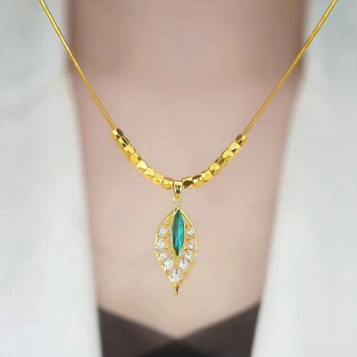 Zircon tree leaf pendant