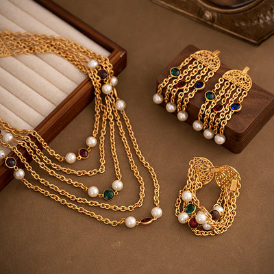 Multilayer Chain Natural Freshwater Pearl Jewelry
