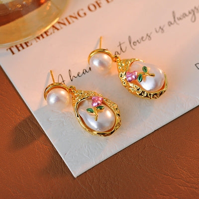 Natural Freshwater Pearl Flower Necklace Ring Earrings