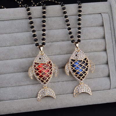 Fish every year natural crystal necklace